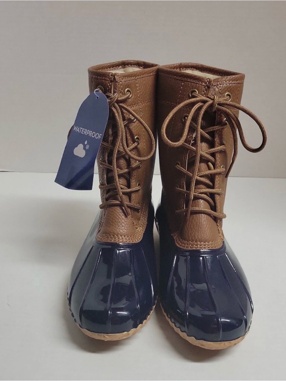 JBU by Jambu Women's CHOCOLATE BROWN Tan Duck Boots Waterproof Rain Boot, US 8M